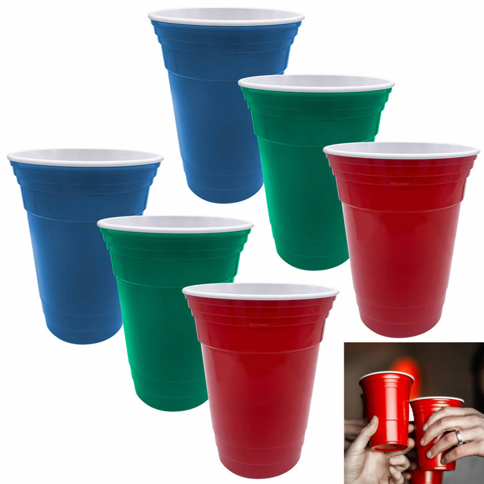 6 Pc Party Cups Break Resistant Plastic Tumbler Beverage Drinking PDQ Reusable