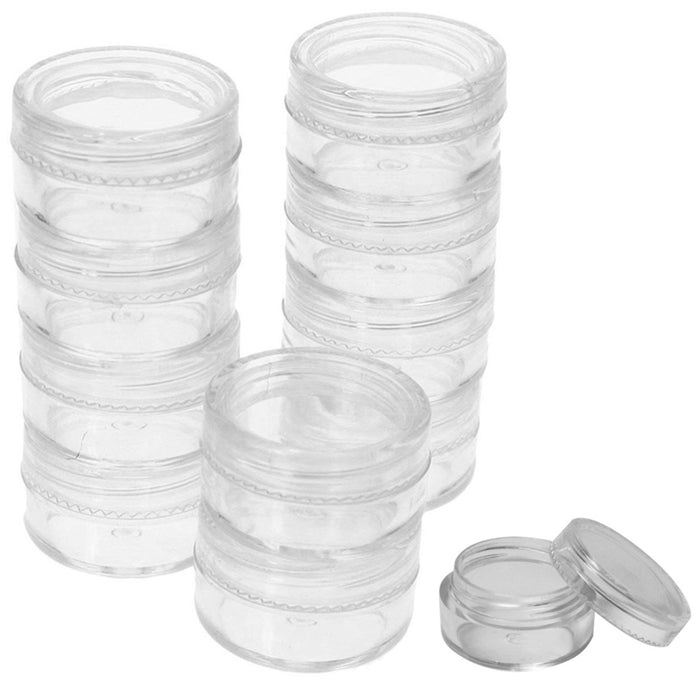 24pc Round Clear Plastic Storage Containers with Screw-On Lid Small Empty Breads