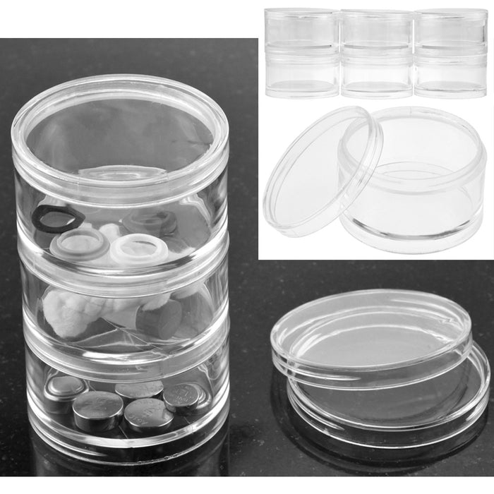 12 Empty Clear Jars 2" Cosmetic Screw-On Lid Travel Sample Cream Container Case