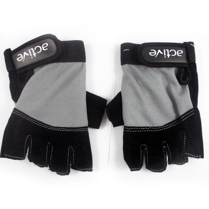 Cycling Gloves Padded Half Finger MTB Bike Sports Bicycle Strap Size S-M Black