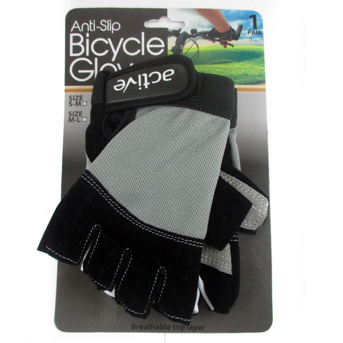 Cycling Gloves Padded Half Finger MTB Bike Sports Bicycle Strap Size S-M Black