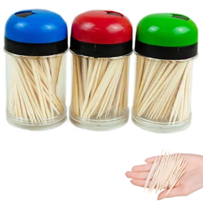3 Pack Natural Bamboo Toothpicks Bottles Dispenser Home Party Cocktail Appetizer