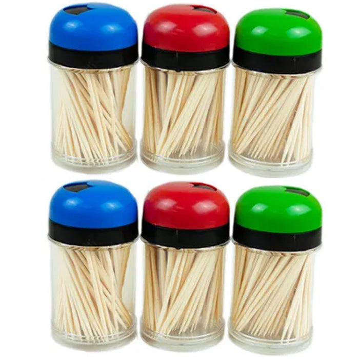 6 Pack Natural Bamboo Toothpicks Bottles Dispenser Home Party Cocktail Appetizer