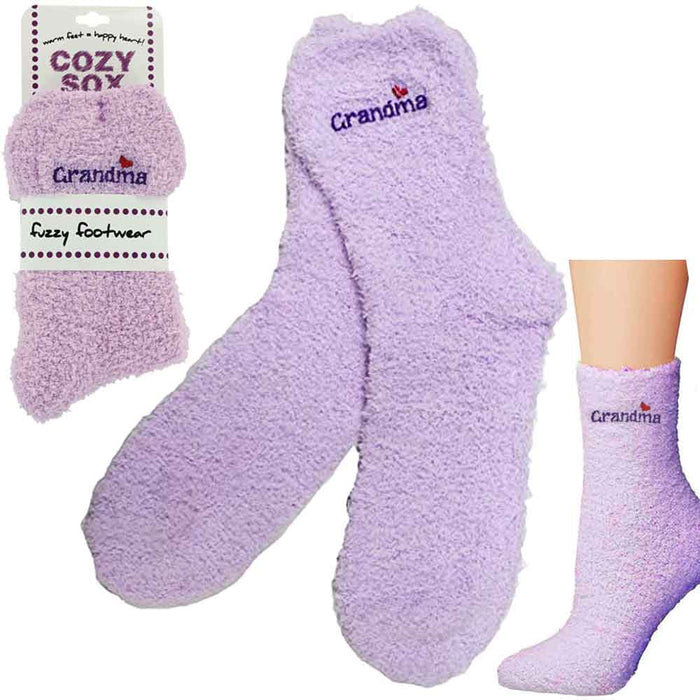 1 Pair Grandma Cozy Plush Socks Women Mothers Day Gift Soft One Size Warm Purple