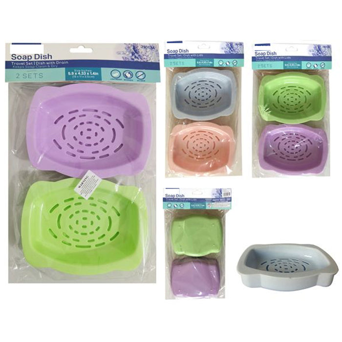 2 Pc Jumbo Travel Soap Dish Container Holder Saver Bath Shower Bar Case Storage