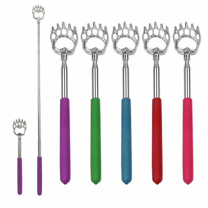 5pc Bear Steel Claw Telescopic Stainless Metal Extendable Back Itching Scratcher
