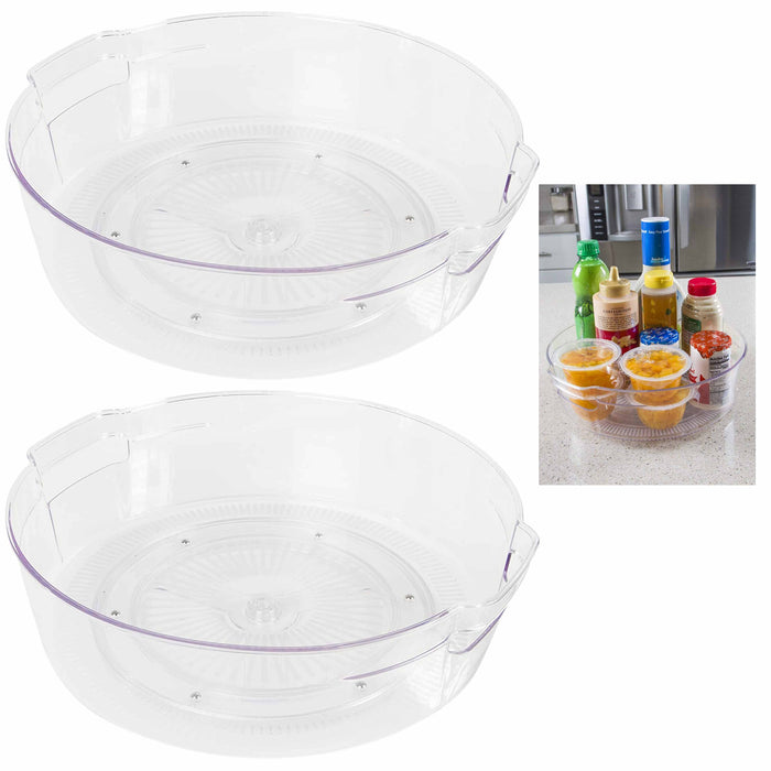 2pc Lazy Susan Turntable Food Storage Container Cabinet Refrigerator Freezer 11"