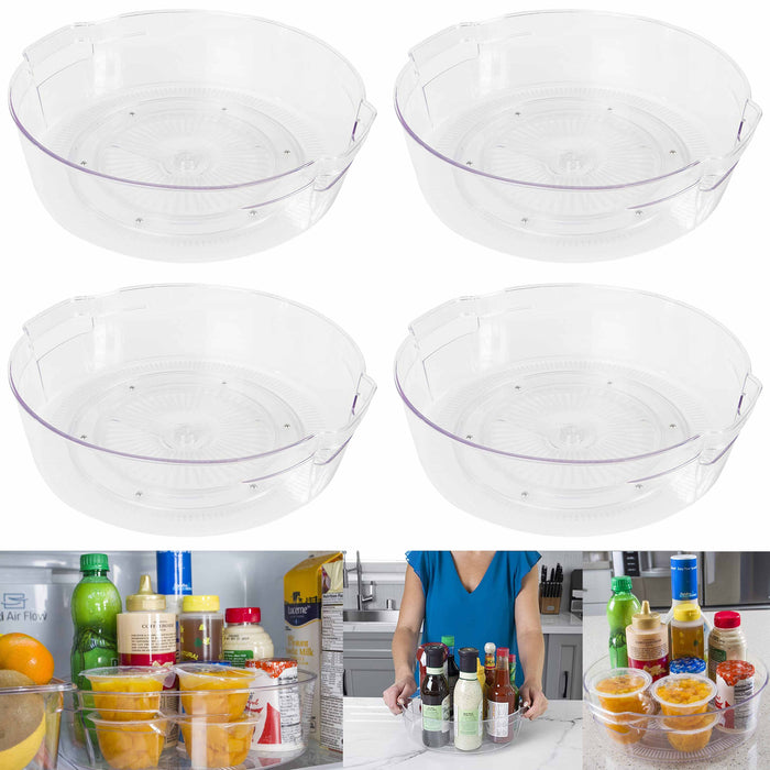 4 Pc Fridge Freezre Lazy Susan Turntable Refrigerator Food Storage Cabinet 11"