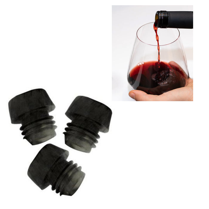 3 Pc Wine Bottle Cork Stopper Plug Vacuum Seal Winery Sealer Top Airless Saver