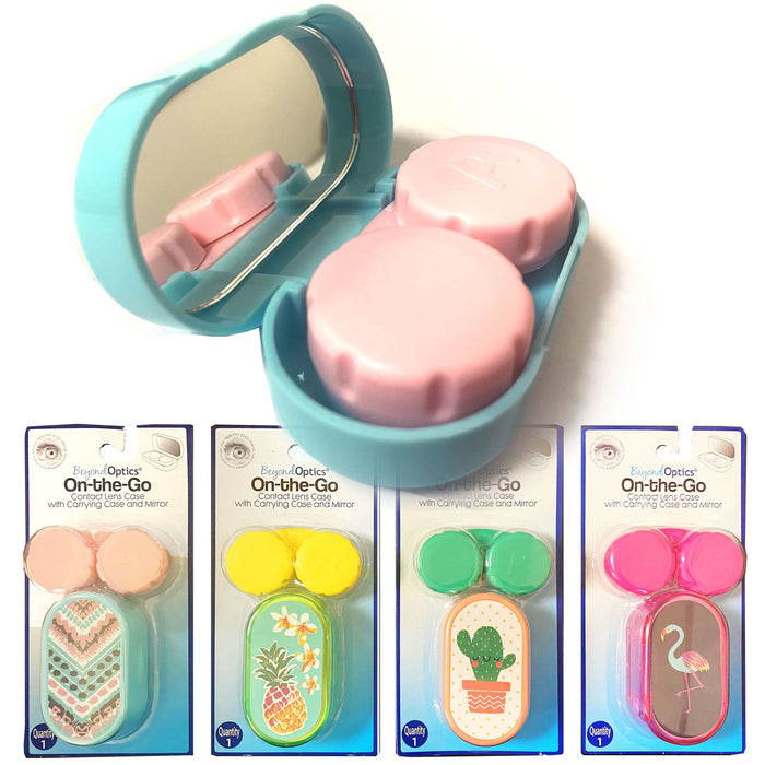 2 Packs Contact Lens Carrying Case Mirror Travel Kit Lens Container Storage Box