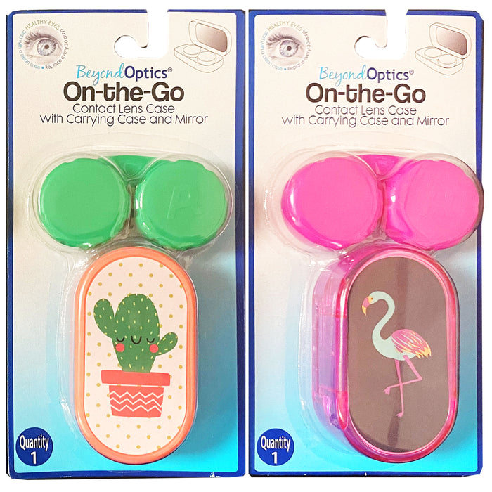 2 Packs Contact Lens Carrying Case Mirror Travel Kit Lens Container Storage Box