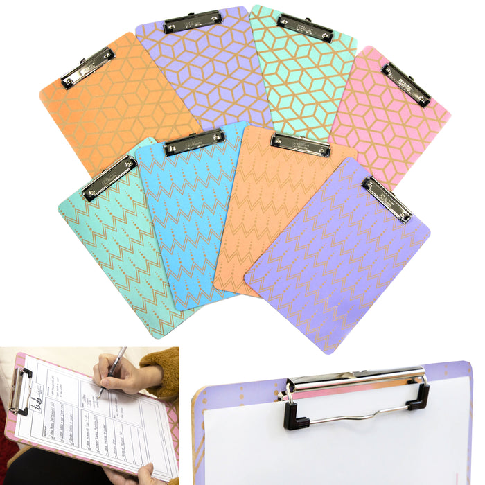 2x Retro Design Clipboards Standard Size Low Profile Clip Hard Wood Letter Paper