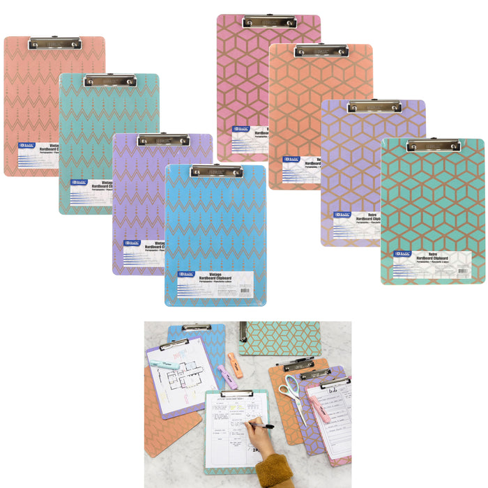 2x Retro Design Clipboards Standard Size Low Profile Clip Hard Wood Letter Paper