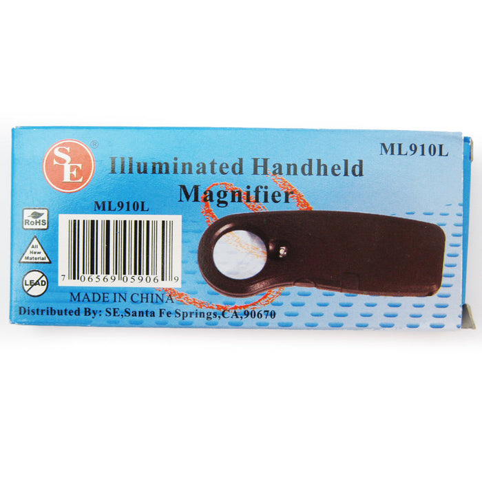 2Pc 10X Pocket Lighted Magnifier Bright LED Light Magnifying Loupe Reading Lens