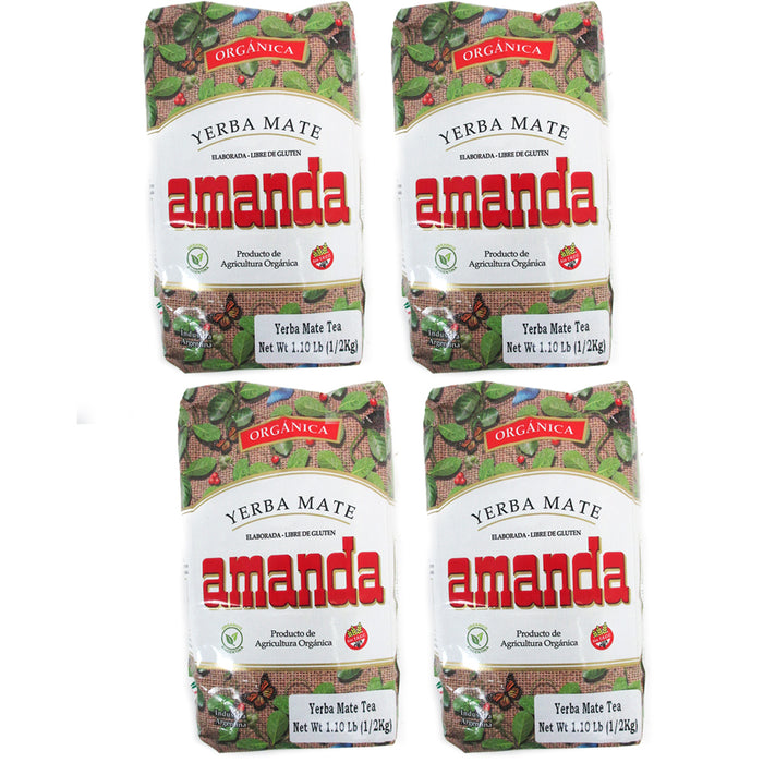 4 Pack Yerba Mate Amanda Organica 2 KG Argentina Tea Loose Herbal Bag 4.64 lb