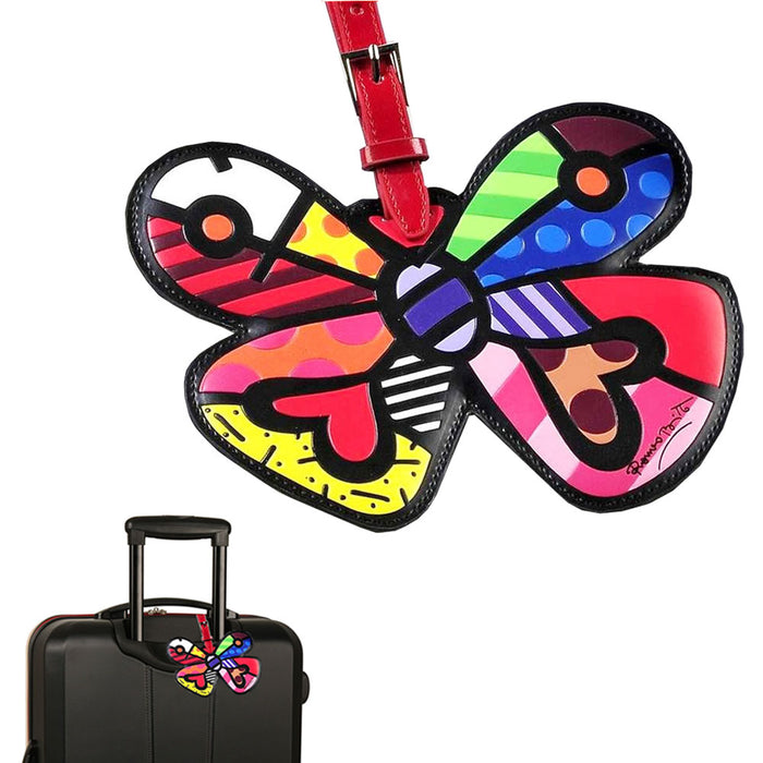 Romero Britto Luggage Tag Butterfly Heart Travel Bag ID Name Suitcase Baggage