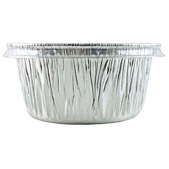 50 Ct 4oz Ramekin Aluminum Foil Cup With Clear Lids Tin Pan Baking Disposable