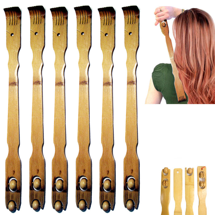 6X 18.5" Bamboo Therapeutic Back Scratcher Long Reach Massager Roller Body Brush