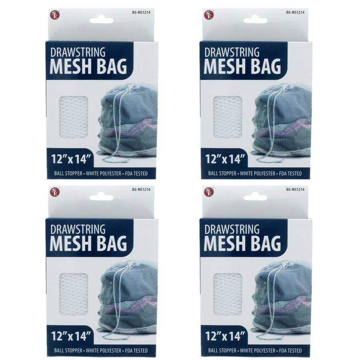 4 Pc Drawstring Mesh Bag Laundry Storage Wash Clothes Hamper Heavy Duty 12"X14"