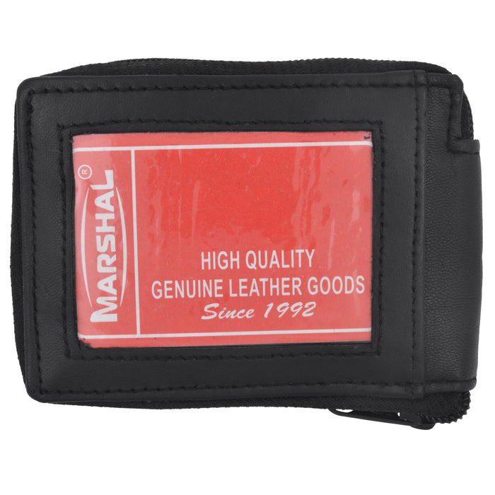 1 Men's Genuine Leather Bifold Credit ID Card Holder Wallet Zipper Pouch Black