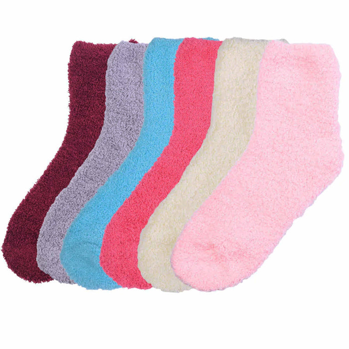 6 Pairs Ladies Cozy Socks Plush Fuzzy Soft Warm Slipper Women Pastel Colors 9-11