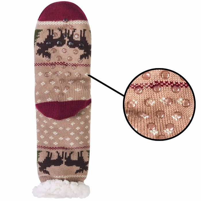 2 Pairs Slipper Socks Mens Womens Cozy Sherpa Fur Knit Thermal Winter Grip 9-11