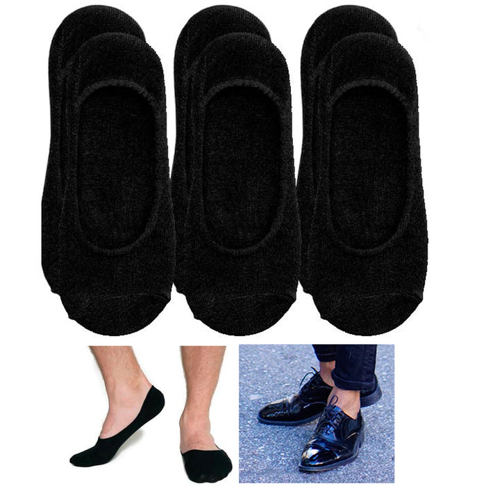 3 Mens Loafer Foot Cover Ankle Socks Invisible Boat Liner Low Cut Black 10-13