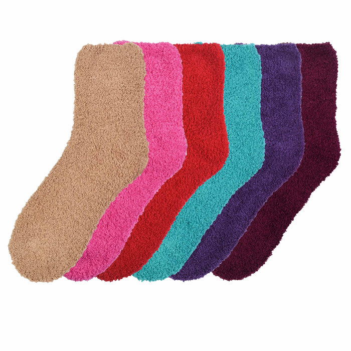 12 Pairs Womens Plush Fuzzy Socks Soft Cozy Warm Slipper Ladies Colors 9-11