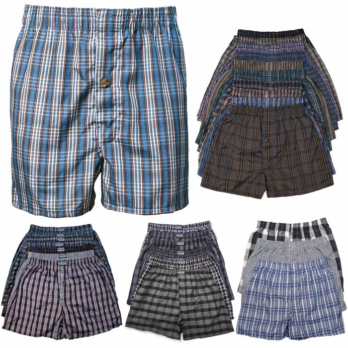 6 Boys Breathable Boxers Plaid Underpants Trunks Cotton Underwear Shorts Size M