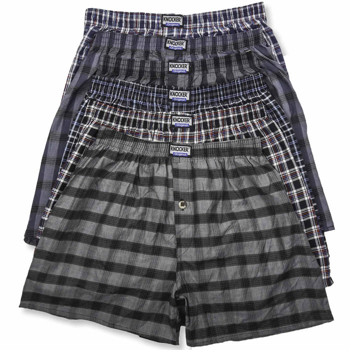 6 Knocker Boys Boxer Shorts Trunks Cotton Underwear Soft Underpants Plaid Size L