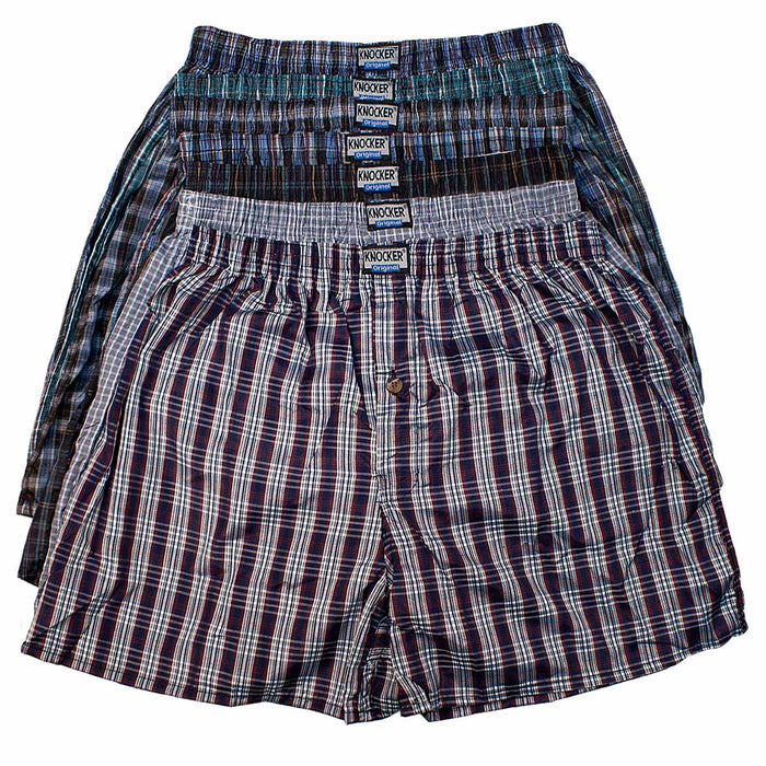 6 Knocker Boys Boxer Shorts Trunks Cotton Underwear Soft Underpants Plaid Size L
