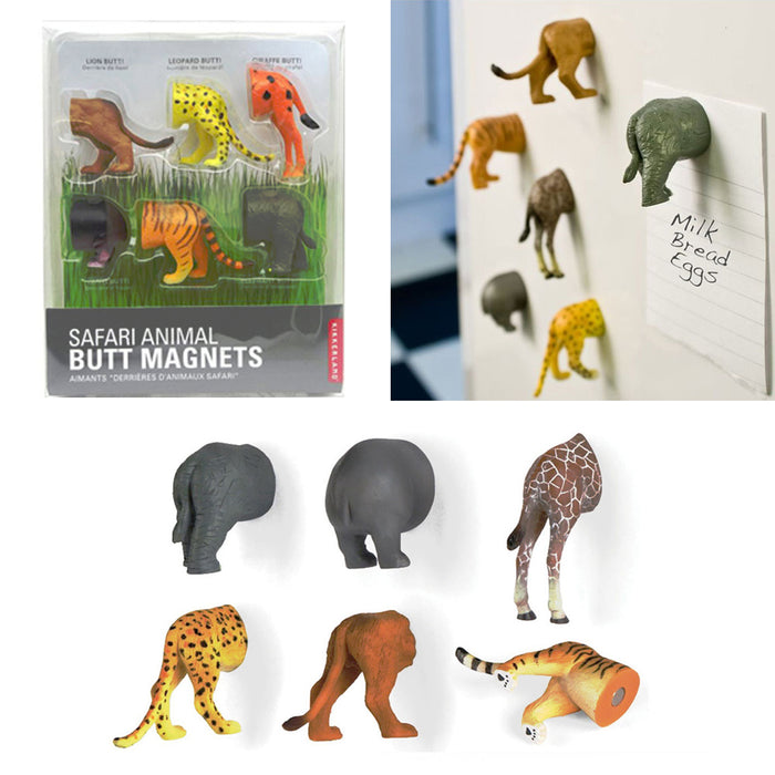 6 Kikkerland Wild Animal Butt Magnet Fridge Strong Magnetic Surface Gift Novelty