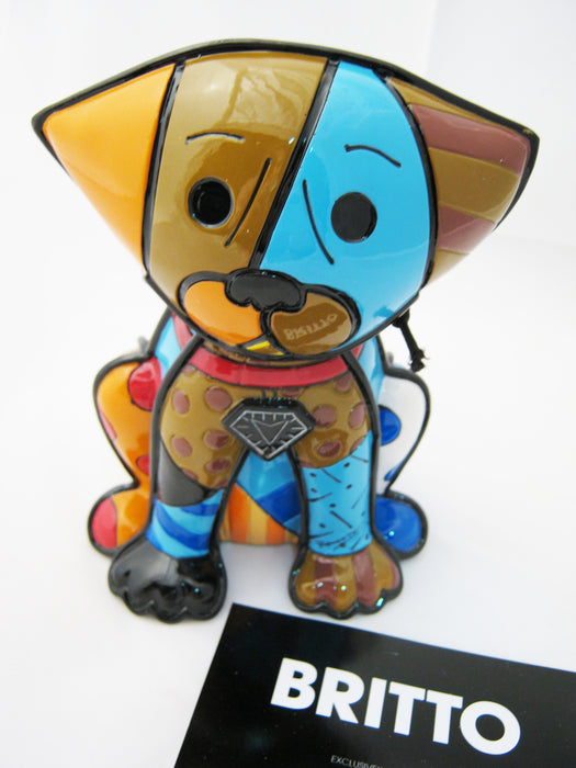 Romero Britto Boxer Dog Ceramic Sculpture Color Gift Decor Home Authentic New !!