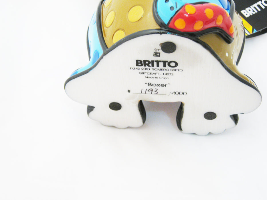 Romero Britto Boxer Dog Ceramic Sculpture Color Gift Decor Home Authentic New !!