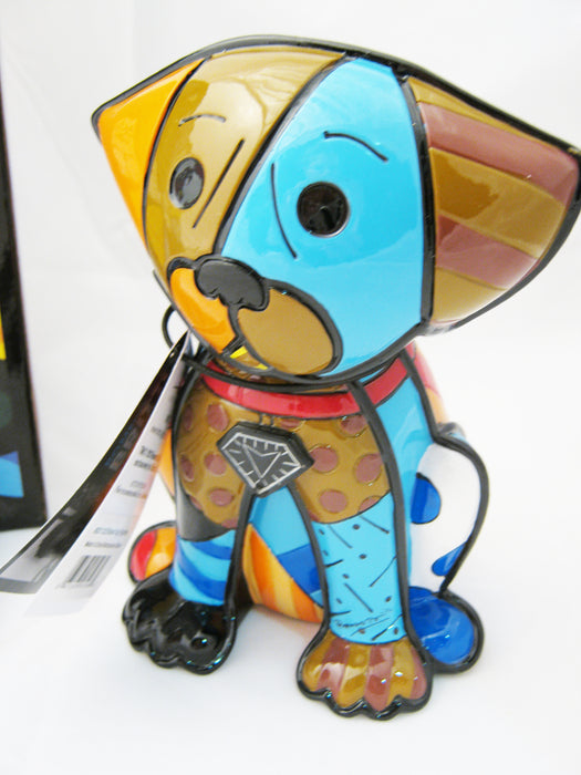 Romero Britto Boxer Dog Ceramic Sculpture Color Gift Decor Home Authentic New !!