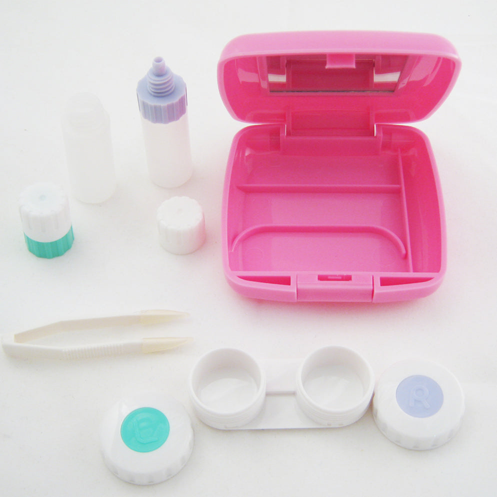 Travel Contact Lens Case Kit Compact Mirror Eye Care Saline Solution B