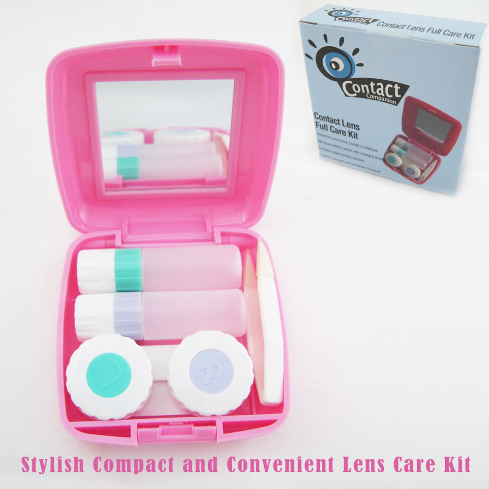 Travel Contact Lens Case Kit Compact Mirror Eye Care Saline Solution B