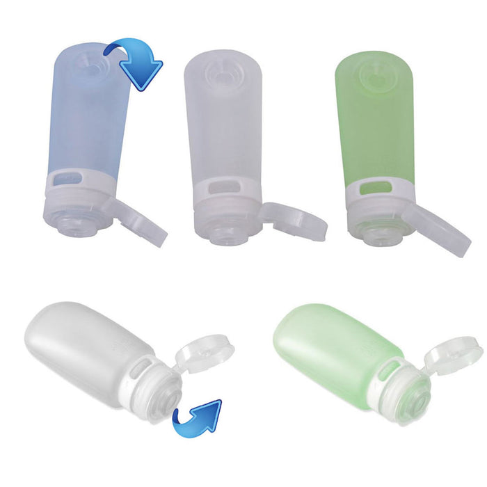 3X Travel Silicone Bottles Labeled Set TSA Approved Toiletry Mini Containers 2oz