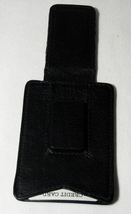 Mens Genuine Leather ID Credit Card Holder Money Clip Slim Wallets Silver Black