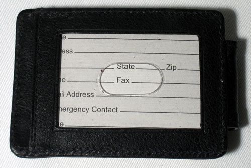 Mens Genuine Leather ID Credit Card Holder Money Clip Slim Wallets Silver Black