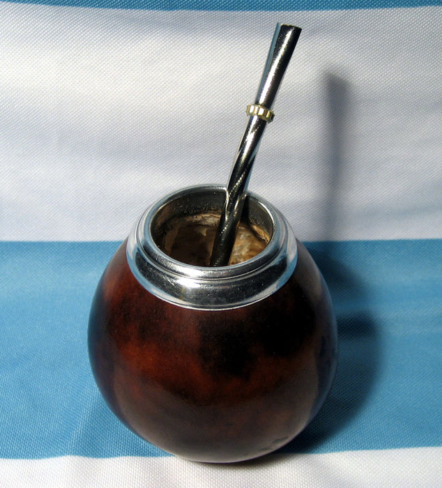 ARGENTINA MATE GOURD YERBA TEA WITH STRAW BOMBILLA GAUCHO CUP DRINKING KIT 0042