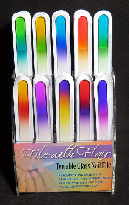 Crystal Glass Nail File with Case Manicure Art Fingernail Buffer Natural Acrylic