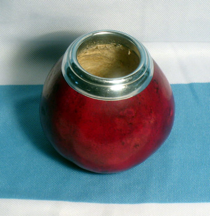 Mate Gourd Set Yerba Tea Cup W/ Bombilla Straw Argentina Silver Artisan Handmade