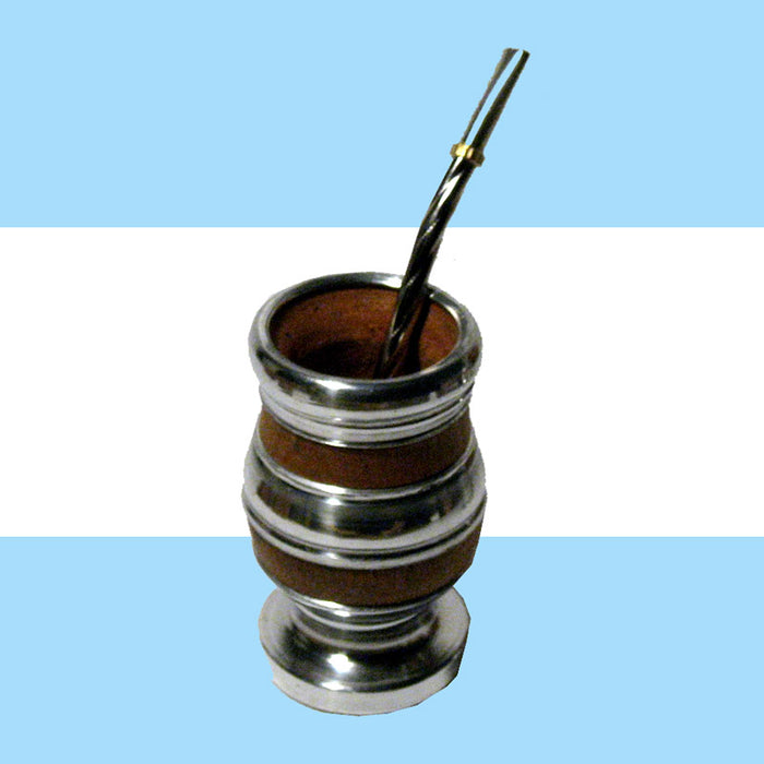 ARGENTINA MATE GOURD ALGARROBO YERBA TEA BOMBILLA SET HANDMADE ARTISAN NEW 0188