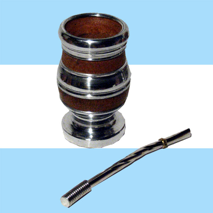 ARGENTINA MATE GOURD ALGARROBO YERBA TEA BOMBILLA SET HANDMADE ARTISAN NEW 0188