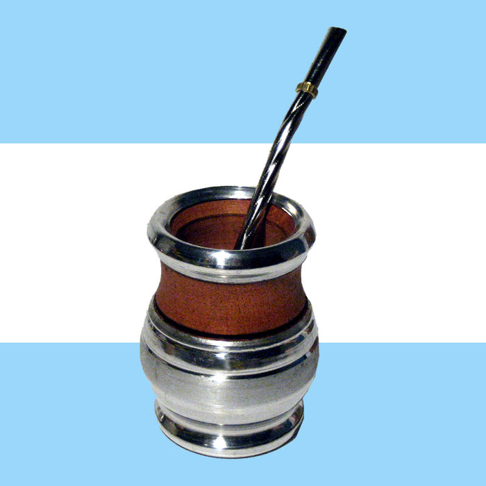 ARGENTINA MATE GOURD ALGARROBO SET YERBA TEA CUP BOMBILLA STRAW KIT DRINK 0189