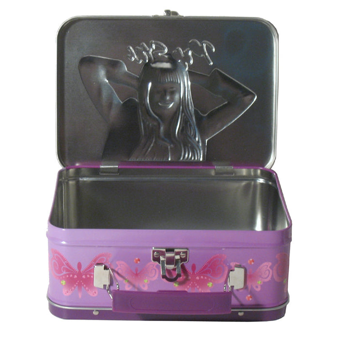 2 PC Hannah Montana Metal Tin Lunchbox Snack Jewelry Pencil Case Disney Bag Box