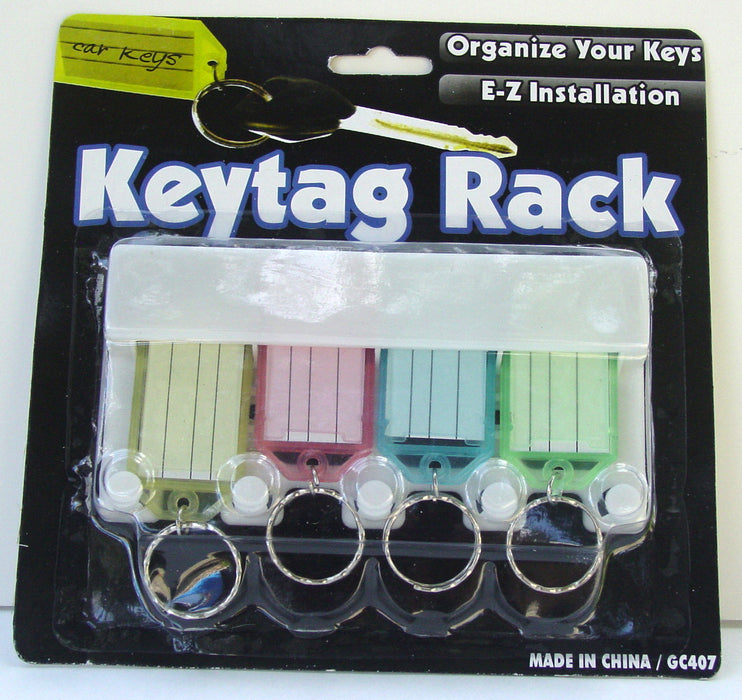4 Pc Key Tag Rack Multi Key Chain Ring Organizer Insert Label Wall Mount Storage Home