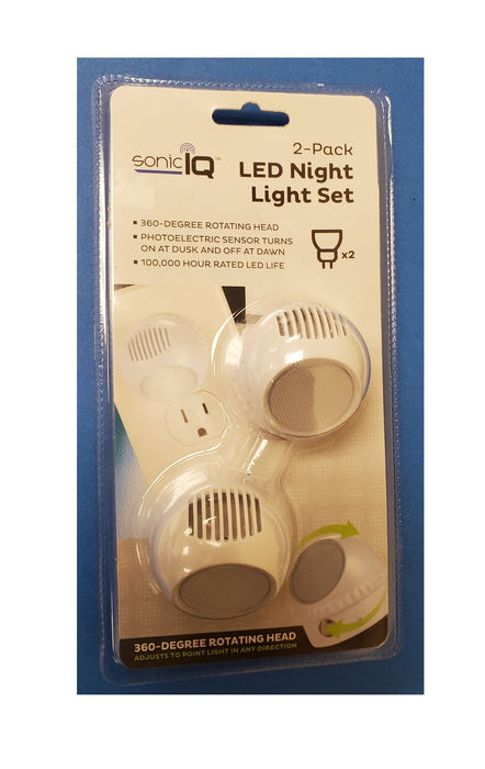 2 PCS Led Night Light Plug In Wall Lamp Automatic Sensor Lite Round Swivel Home