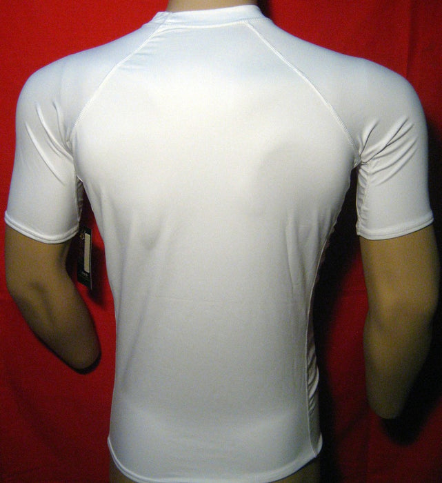 Mens Rash Guard RashGuard Short Sleeve White Surf Lycra Uv Spf New S M L XL 2XL